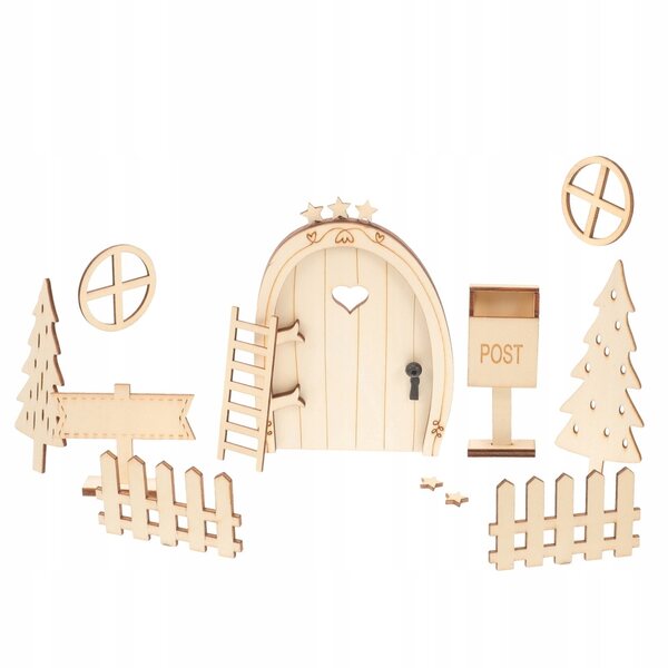 Decorazione natalizia in legno mini porte fatate per casa delle bambole