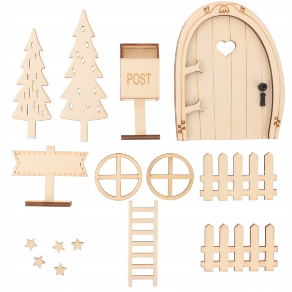 Decorazione natalizia in legno mini porte fatate per casa delle bambole