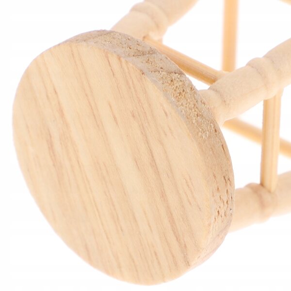 Set di 4 Mini Sgabelli in Legno Khaki per Casa delle Bambole 1:12
