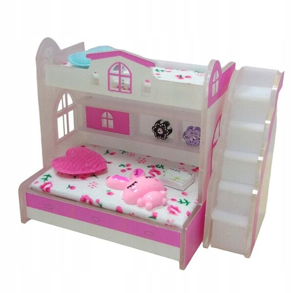 Letto a Castello in Legno Multicolore per Casa delle Bambole 1:12 MagiDeal