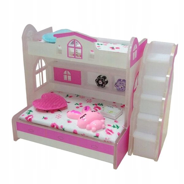Letto a Castello in Legno Multicolore per Casa delle Bambole 1:12 MagiDeal