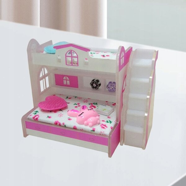 Letto a Castello in Legno Multicolore per Casa delle Bambole 1:12 MagiDeal