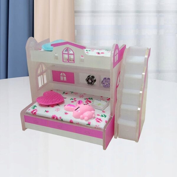 Letto a Castello in Legno Multicolore per Casa delle Bambole 1:12 MagiDeal