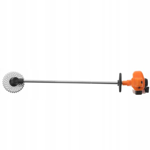 Ein Miniatur-Rasenmäher aus PVC zum Dekorieren von Häusern und Spielzeug, orange