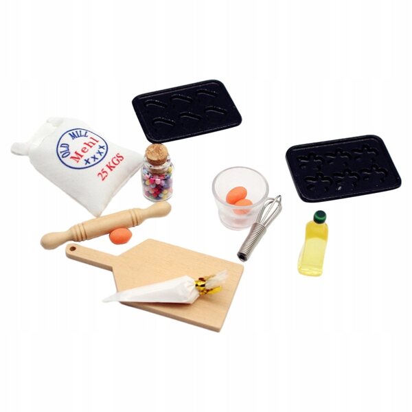 Miniatur-Ofenzubehör-Set für Puppenhäuser aus Holz und Harz