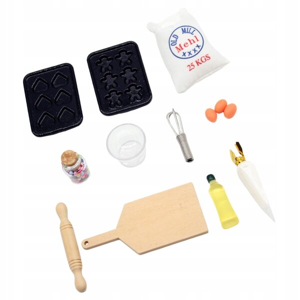 Miniatur-Ofenzubehör-Set für Puppenhäuser aus Holz und Harz
