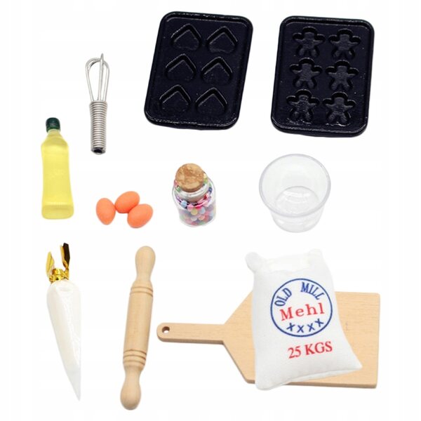 Miniatur-Ofenzubehör-Set für Puppenhäuser aus Holz und Harz