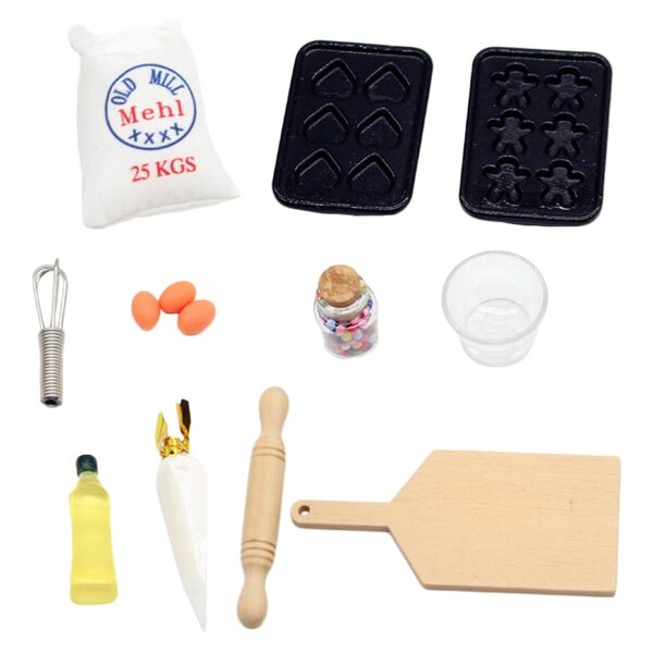 Miniatur-Ofenzubehör-Set für Puppenhäuser aus Holz und Harz