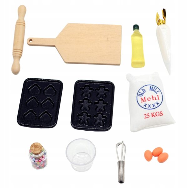 Miniatur-Ofenzubehör-Set für Puppenhäuser aus Holz und Harz