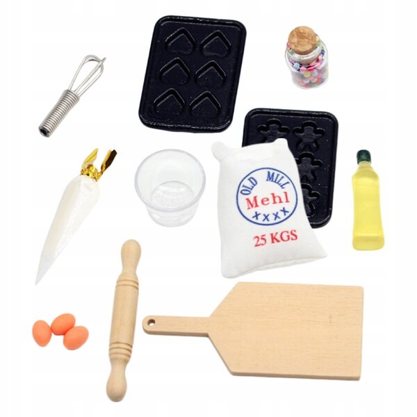 Miniatur-Ofenzubehör-Set für Puppenhäuser aus Holz und Harz