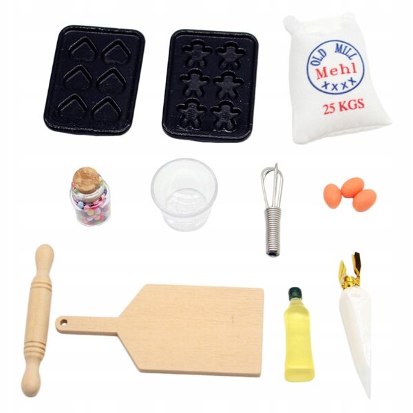Miniatur-Ofenzubehör-Set für Puppenhäuser aus Holz und Harz