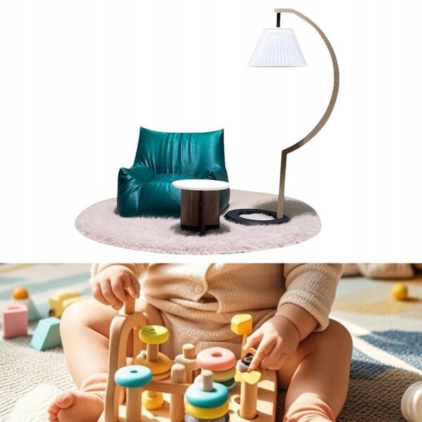 1:12 Puppenhaus-Miniaturmöbelset mit Sofa, Lampe und Teppich