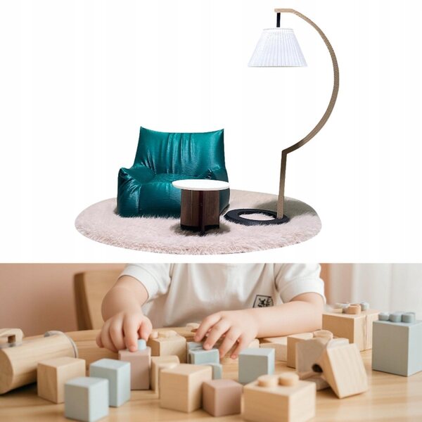 1:12 Puppenhaus-Miniaturmöbelset mit Sofa, Lampe und Teppich