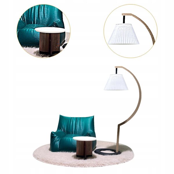 1:12 Puppenhaus-Miniaturmöbelset mit Sofa, Lampe und Teppich