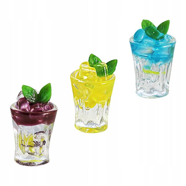 Set di 3 Mini Modelli di Succhi in Resina per Decorazioni Mini Casa