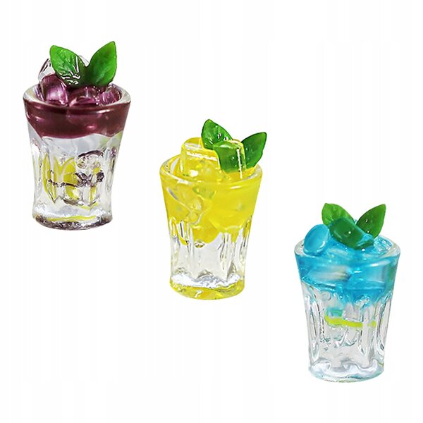 Set di 3 Mini Modelli di Succhi in Resina per Decorazioni Mini Casa