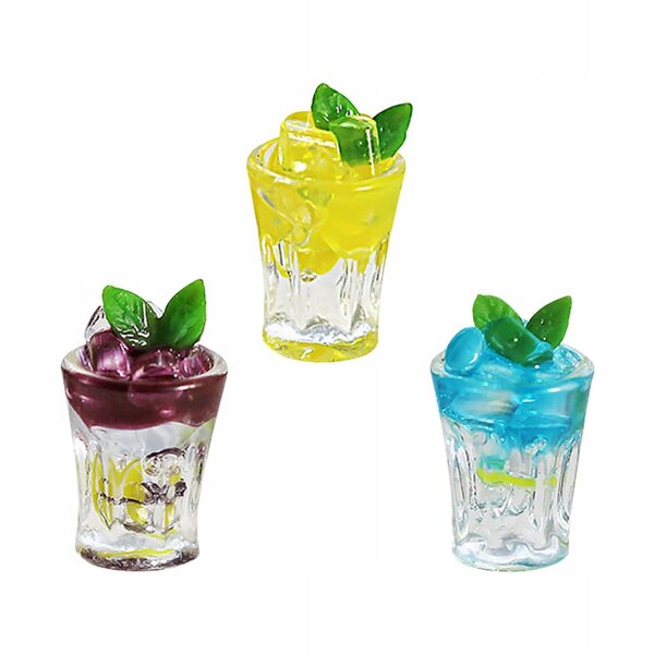Set di 3 Mini Modelli di Succhi in Resina per Decorazioni Mini Casa