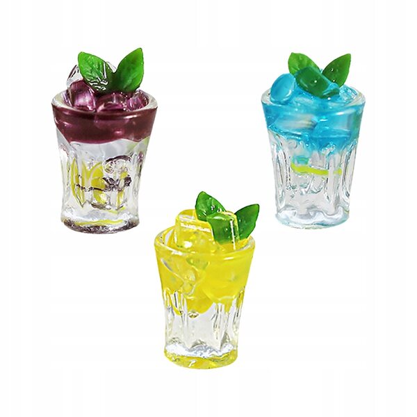 Set di 3 Mini Modelli di Succhi in Resina per Decorazioni Mini Casa