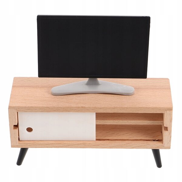 Mini-Fernseher mit Schrank für Puppenhaus, realistisch und dekorativ