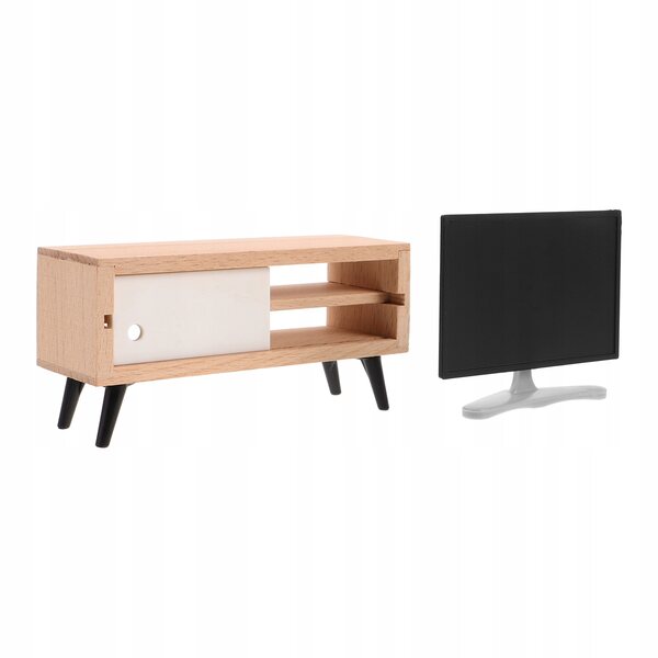 Mini-Fernseher mit Schrank für Puppenhaus, realistisch und dekorativ