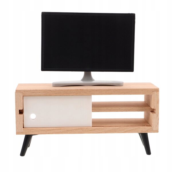 Mini-Fernseher mit Schrank für Puppenhaus, realistisch und dekorativ
