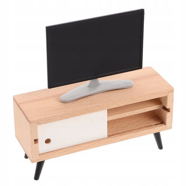 Mini-Fernseher mit Schrank für Puppenhaus, realistisch und dekorativ