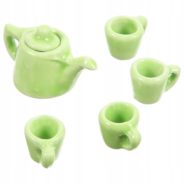 Mini Set Ceramico da Tè Verde per Bambini, Decorazione e Gioco Creativo