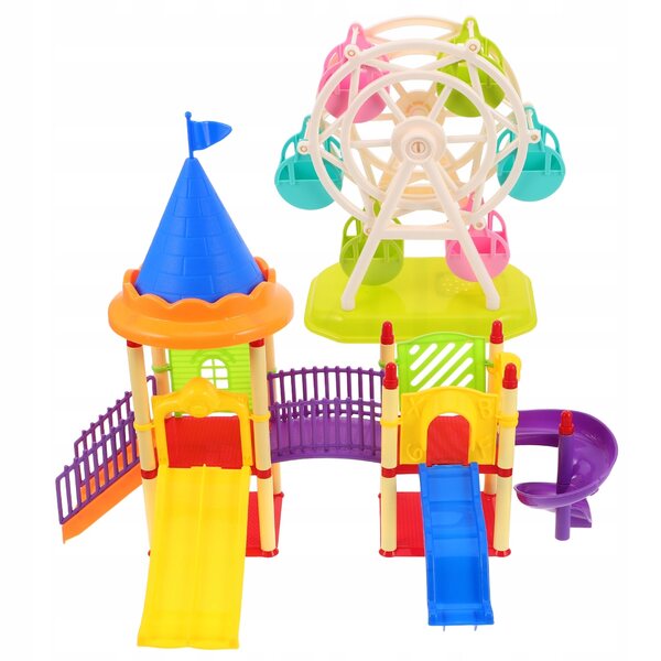 Lot de 2 jeux miniatures Plazi avec roue et toboggan pour maison de poupées
