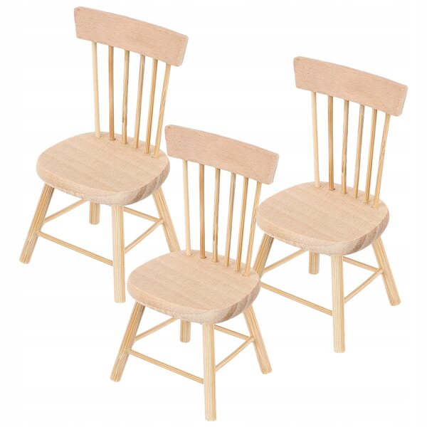 Set 3 Mini Sedie in Legno per Case delle Bambole, Modelli Decorativi Realistici
