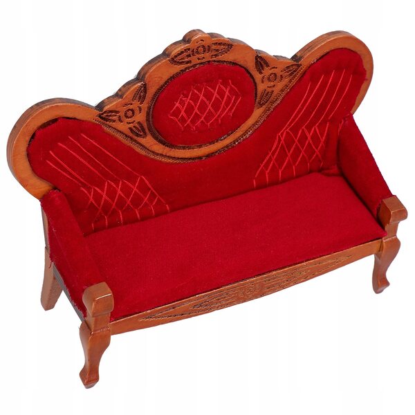Mini sofa in legno di betulla marrone per arredo e gioco dei bambini