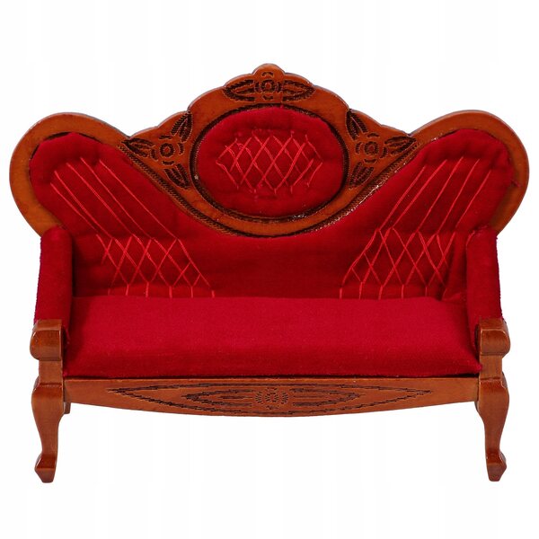 Mini sofa in legno di betulla marrone per arredo e gioco dei bambini