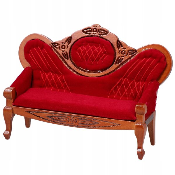 Mini sofa in legno di betulla marrone per arredo e gioco dei bambini