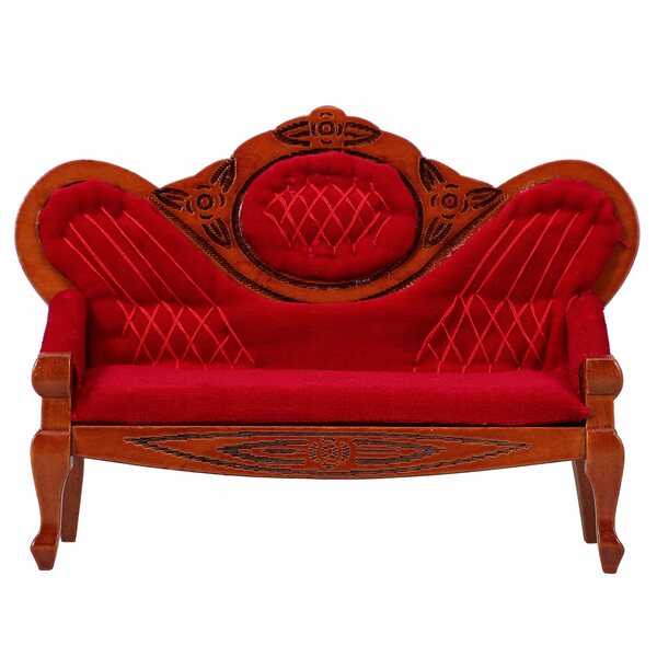 Mini sofa in legno di betulla marrone per arredo e gioco dei bambini