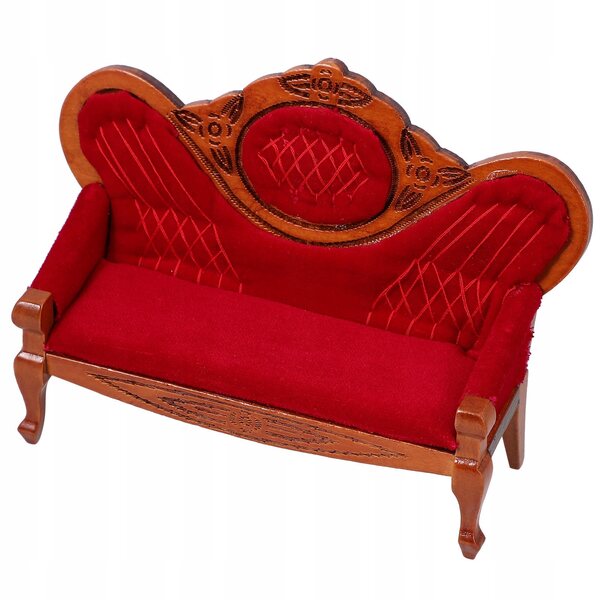 Mini sofa in legno di betulla marrone per arredo e gioco dei bambini