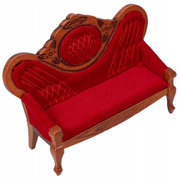 Mini sofa in legno di betulla marrone per arredo e gioco dei bambini