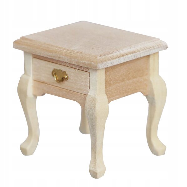 Mini tavolino notte vintage in legno beige per decorazioni e collezioni