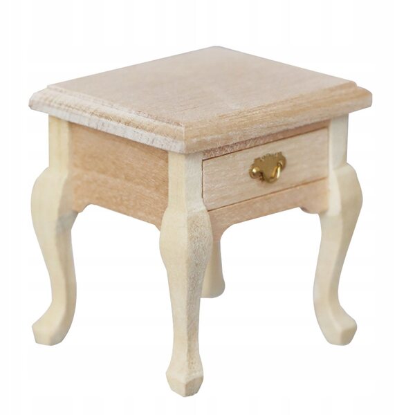 Mini tavolino notte vintage in legno beige per decorazioni e collezioni