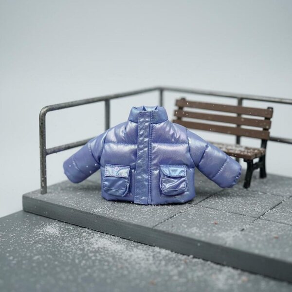 Lila gepolsterte Winter-Daunenjacke Puppenkleidungsset für Blythe und OB24