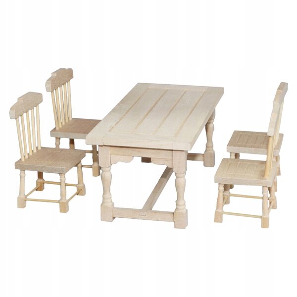 Mini-Set mit grünen Holzstühlen für Puppenhausdekorationen