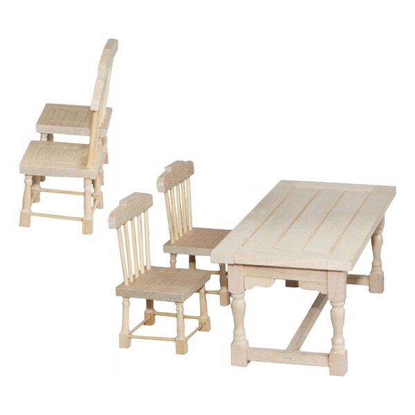 Mini-Set mit grünen Holzstühlen für Puppenhausdekorationen