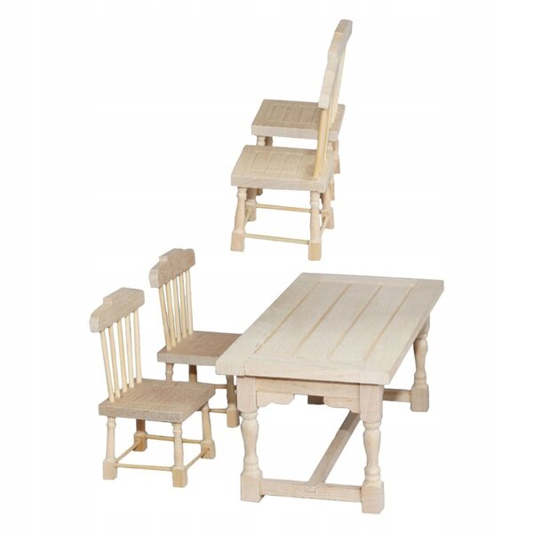 Mini-Set mit grünen Holzstühlen für Puppenhausdekorationen
