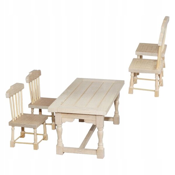 Mini-Set mit grünen Holzstühlen für Puppenhausdekorationen