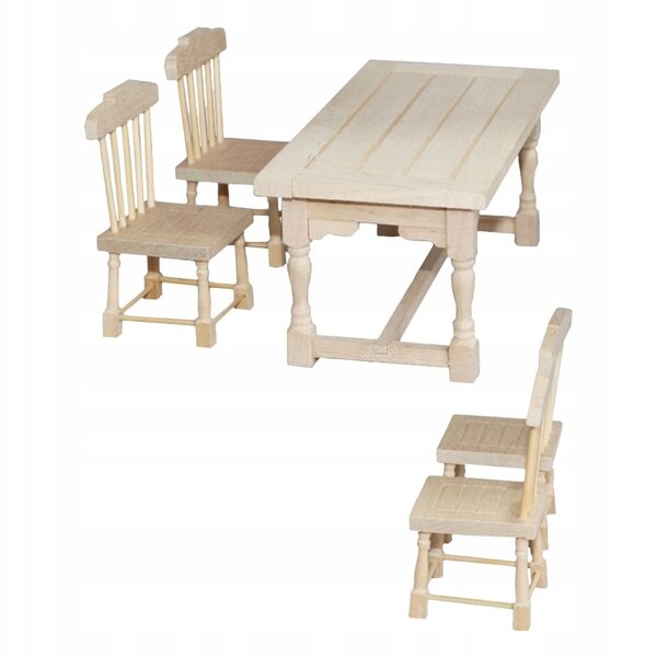 Mini-Set mit grünen Holzstühlen für Puppenhausdekorationen
