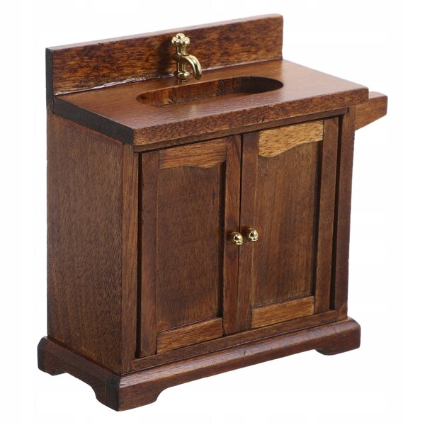 Mini Mobili Bagno in Legno per Casa delle Bambole Scala 1:12 con Lavandino Funzionale