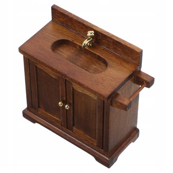 Mini Mobili Bagno in Legno per Casa delle Bambole Scala 1:12 con Lavandino Funzionale