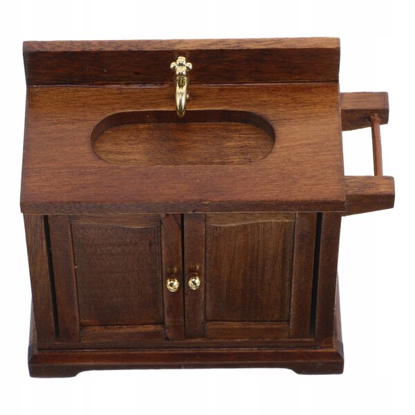 Mini Mobili Bagno in Legno per Casa delle Bambole Scala 1:12 con Lavandino Funzionale