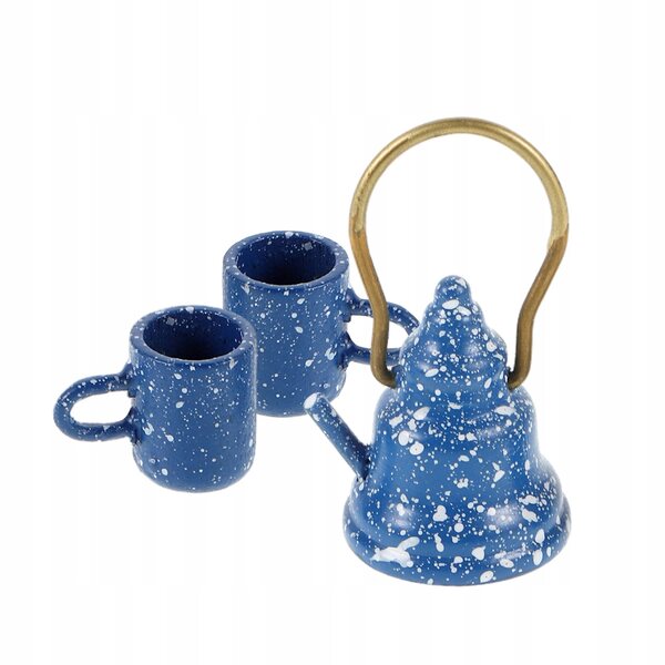 Set Miniatura Tè con Tazzine e Bollitore per Casa delle Bambole Multicolore