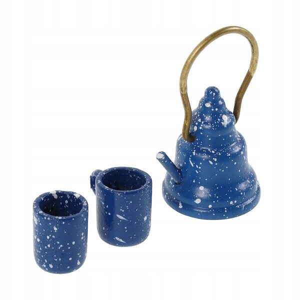 Set Miniatura Tè con Tazzine e Bollitore per Casa delle Bambole Multicolore