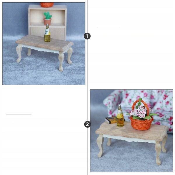 Mini-Holztisch im Maßstab 1:12 für Puppenhausmöbel und Dekorationen