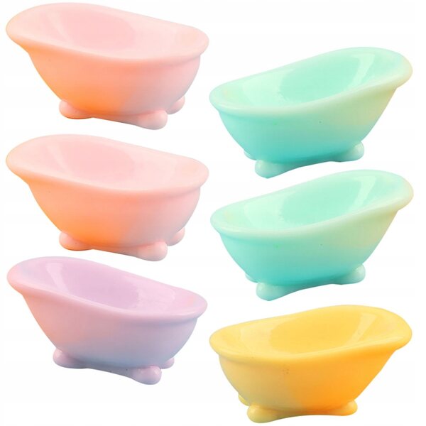 Set 6 Mini Vasche in Resina per Case delle Bambole - Decorazione Dettagliata